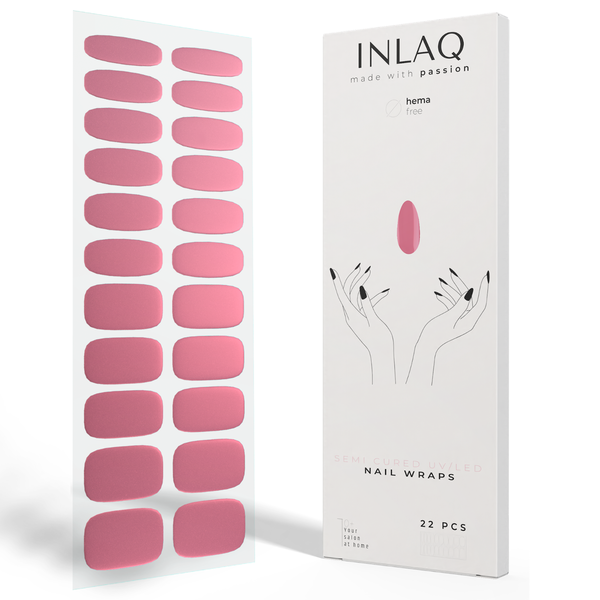 

Гибридные наклейки для ногтей темно-розового цвета, 1 упаковка. Inlaq Nail wraps uv/led, цвет ciemny róż