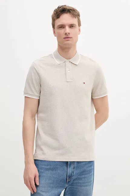 Поло из льна Polo męskie z dodatkiem lnu Tommy Hilfiger, бежевый