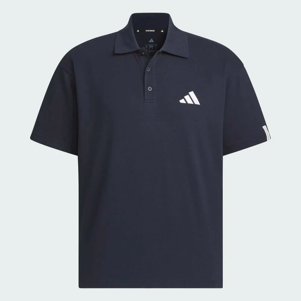 Футболка-поло Essentials Plus свободного кроя с коротким рукавом и небольшим логотипом Adidas, blue — фото 4