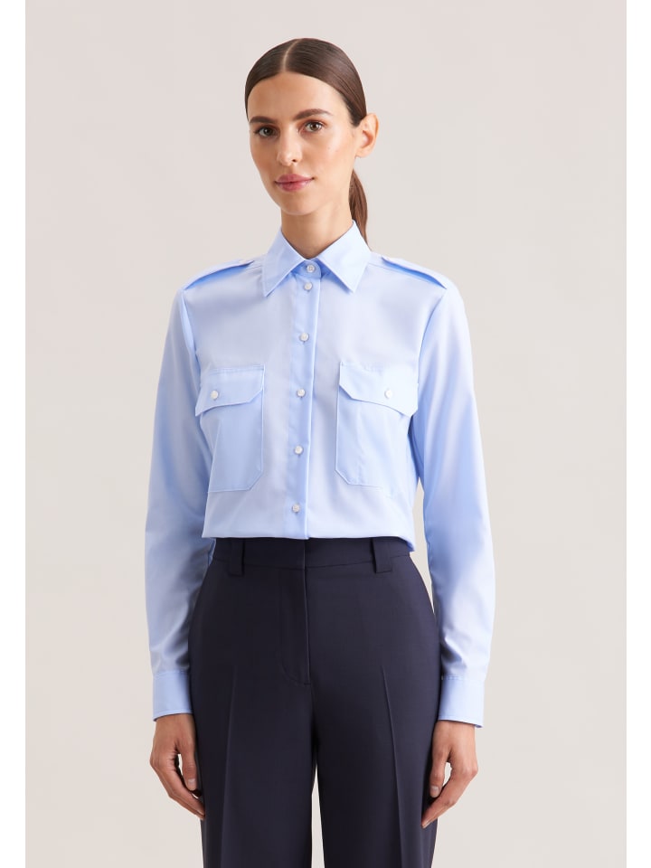 

Узкая блузка-пилот светло-голубого цвета Seidensticker