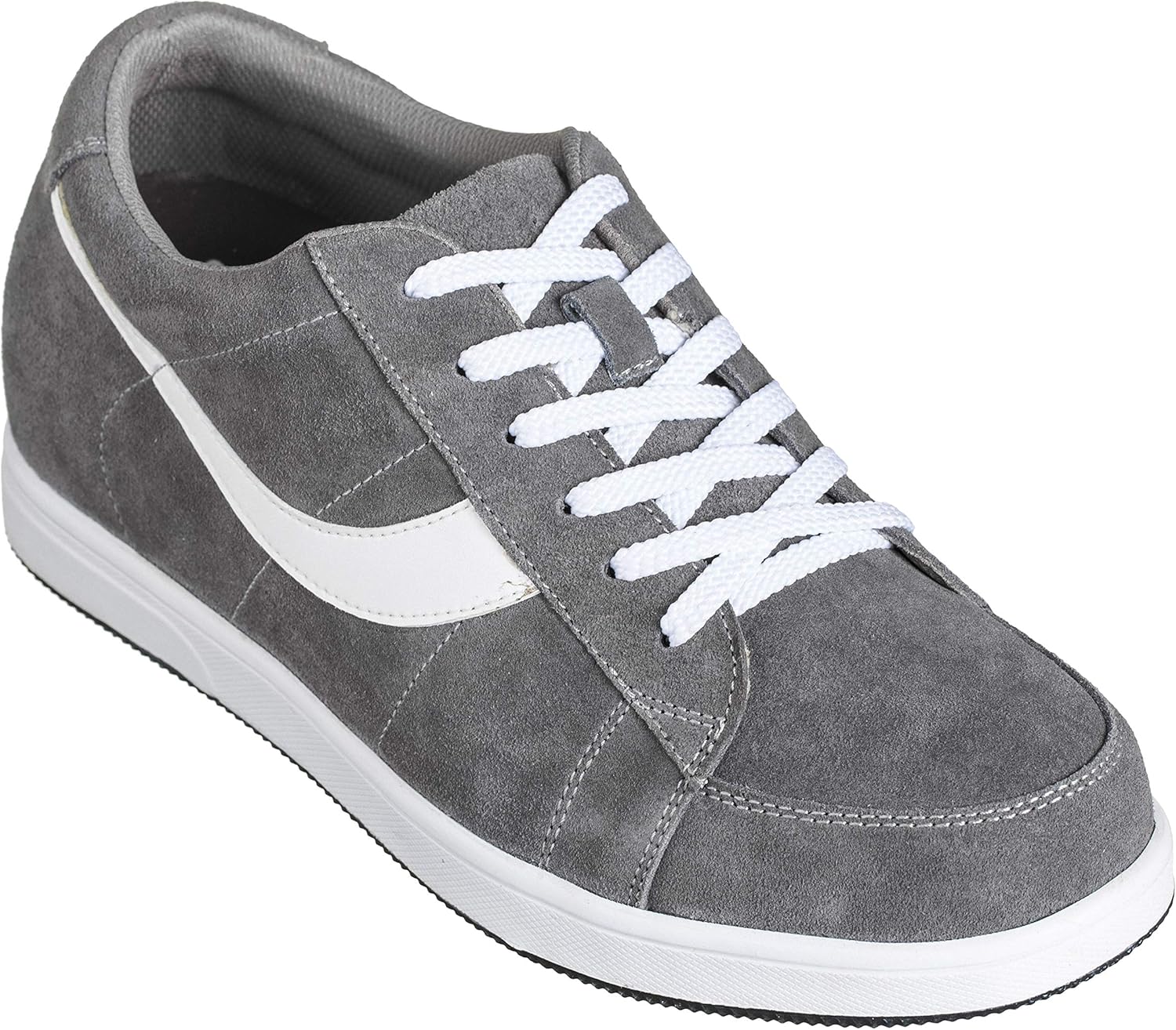 

Мужские невидимые туфли-лифтеры TOTO - серые замшевые кроссовки на шнуровке - увеличивают рост на 7 см - A1911 - размер 12 D(M) US