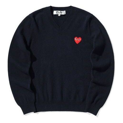 

Свитер v-neck l/s t-shirt red emblem 'navy' Comme Des Garcons Play, синий