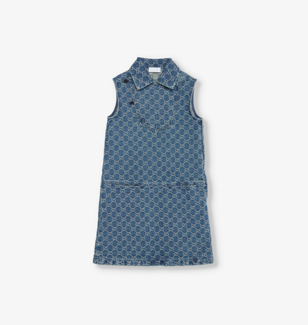 

Платье из денима с монограммой на воротнике 6-12 лет Gucci, цвет deep azure
