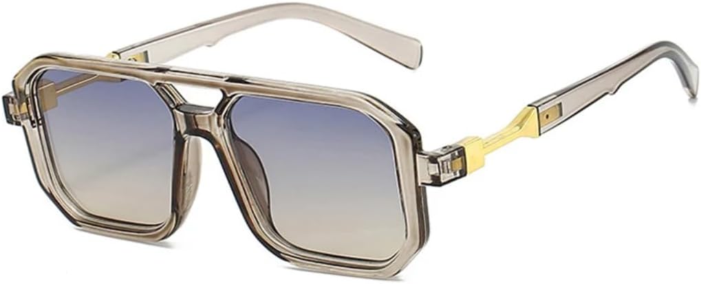 

Модные женские солнцезащитные очки с двойной перемычкой и многоугольными линзами в стиле ретро, ​​прозрачные градиентные линзы, защита от УФ-излучения UV400, трендовые мужские солнцезащитные очки VRTRFFTR, Grey Grey Tea