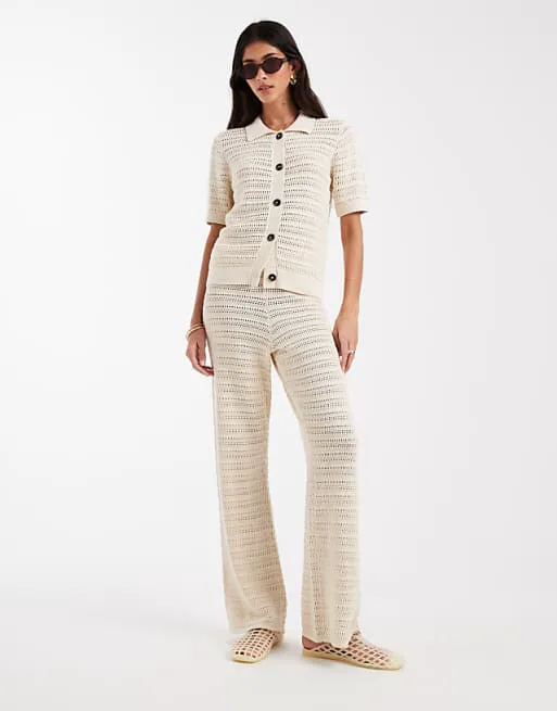

Березовые трикотажные широкие брюки Vero Moda