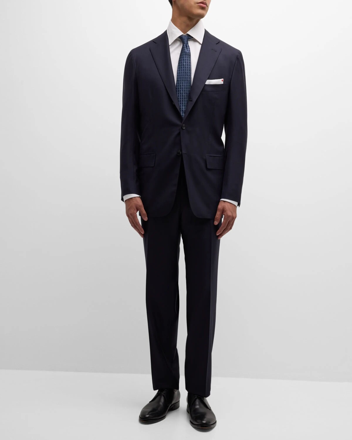 

Мужской костюм-двойка из однотонной шерсти Kiton, цвет Navy