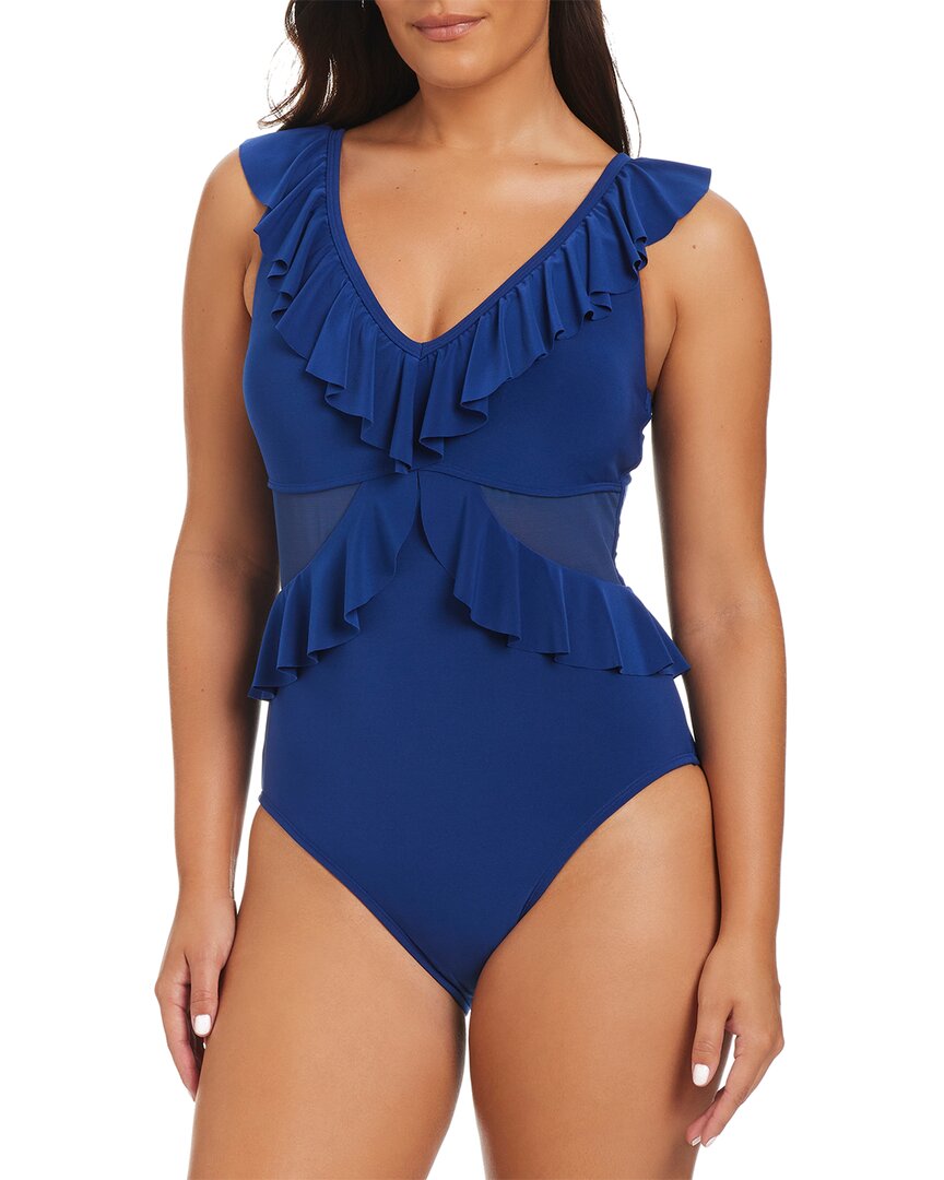 

Купальник сплошной с рюшами Beyond Control Beyond Control Swimwear, синий