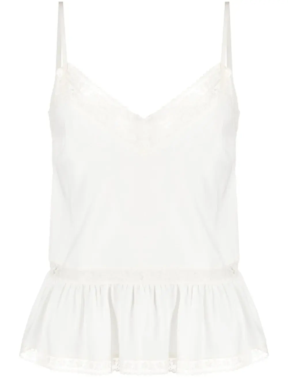 

Шелковый топ с кружевом P.A.R.O.S.H., белый