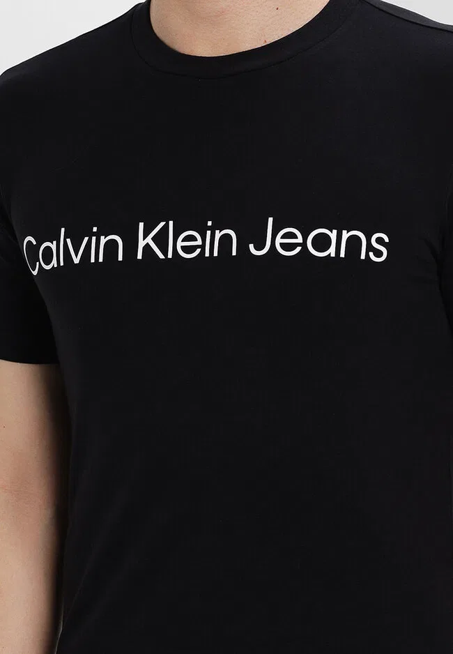 Футболка с коротким рукавом, облегающая, Calvin Klein Jeans, черный — фото 3