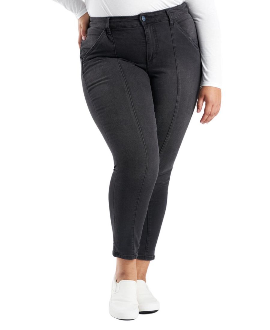 

Женские черные джинсы с высокой посадкой, складками и зауженными штанинами, длина внутреннего шва 28 дюймов - Shyla SLINK Jeans, Shyla