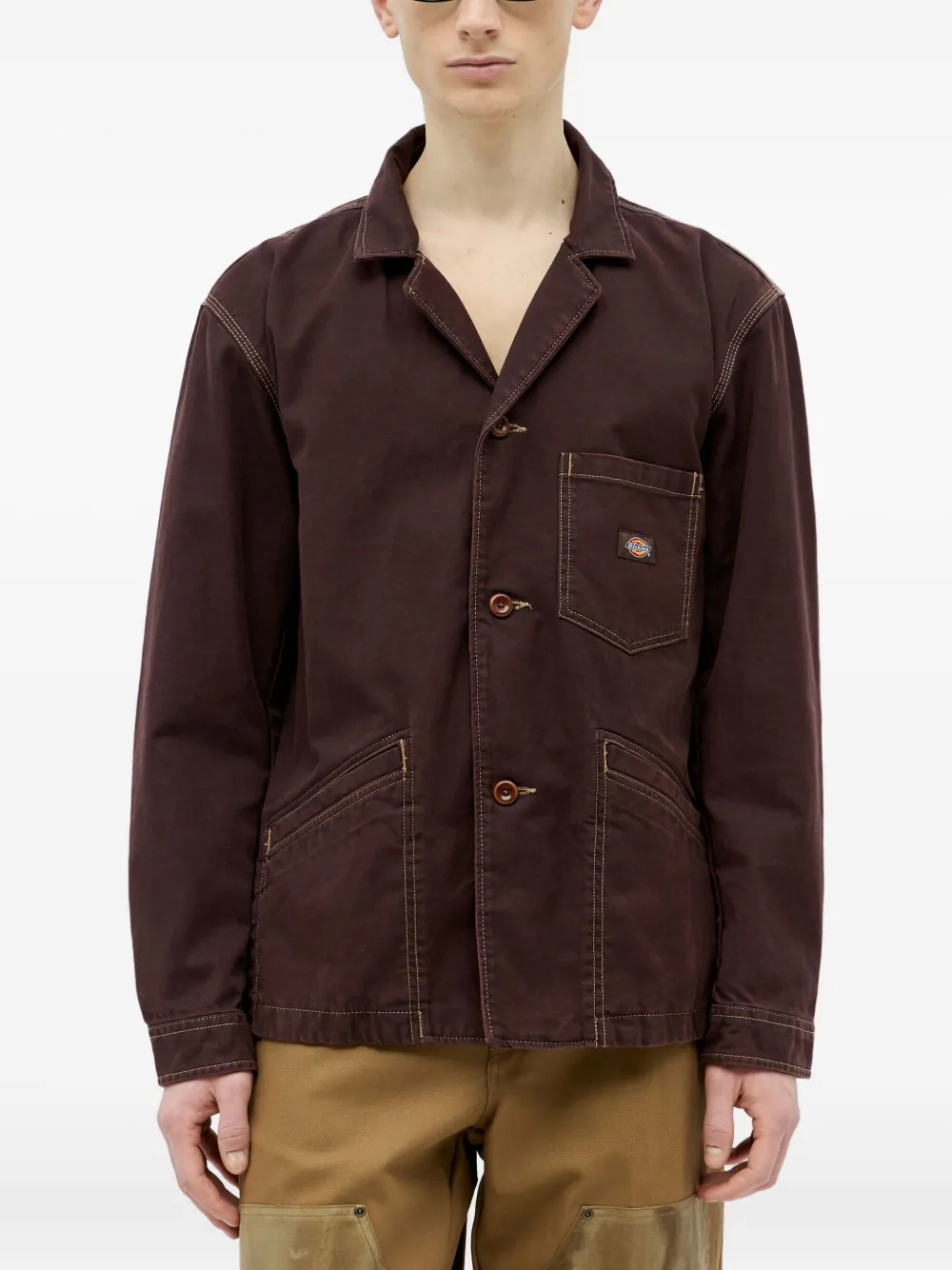

Куртка на пуговицах с нашивкой-логотипом Dickies, коричневый