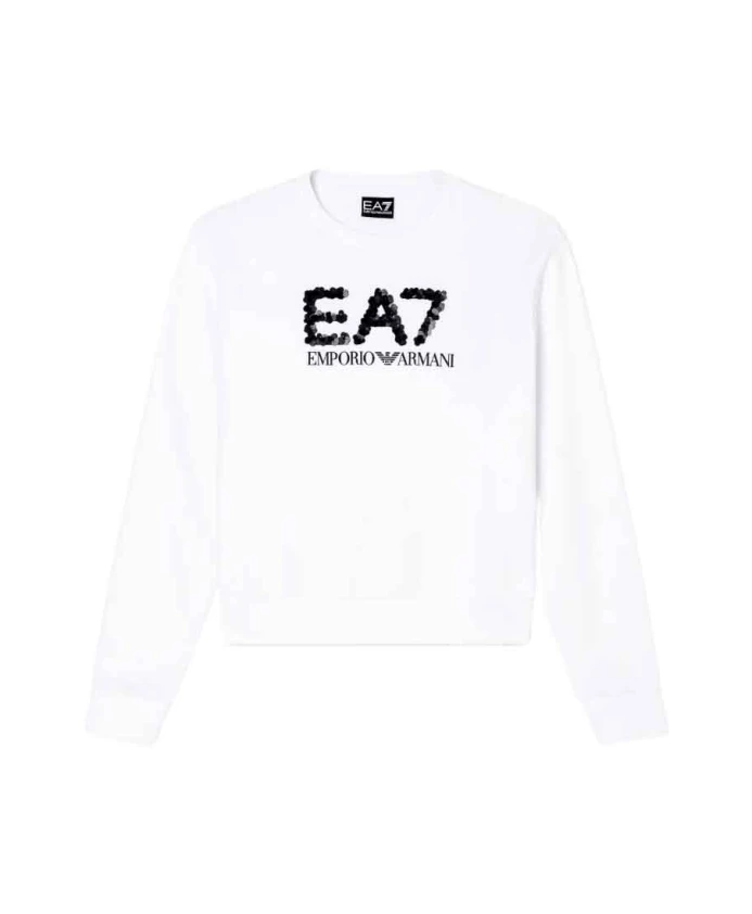 

Толстовка с круглым вырезом из смесовой хлопковой ткани Emporio Armani Ea7, белый