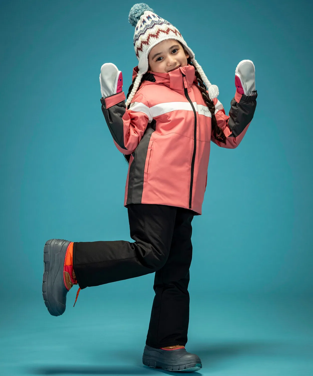 Детский костюм для ски-туалета phenix Curve Line Sleeves Junior Two-piece, розовый