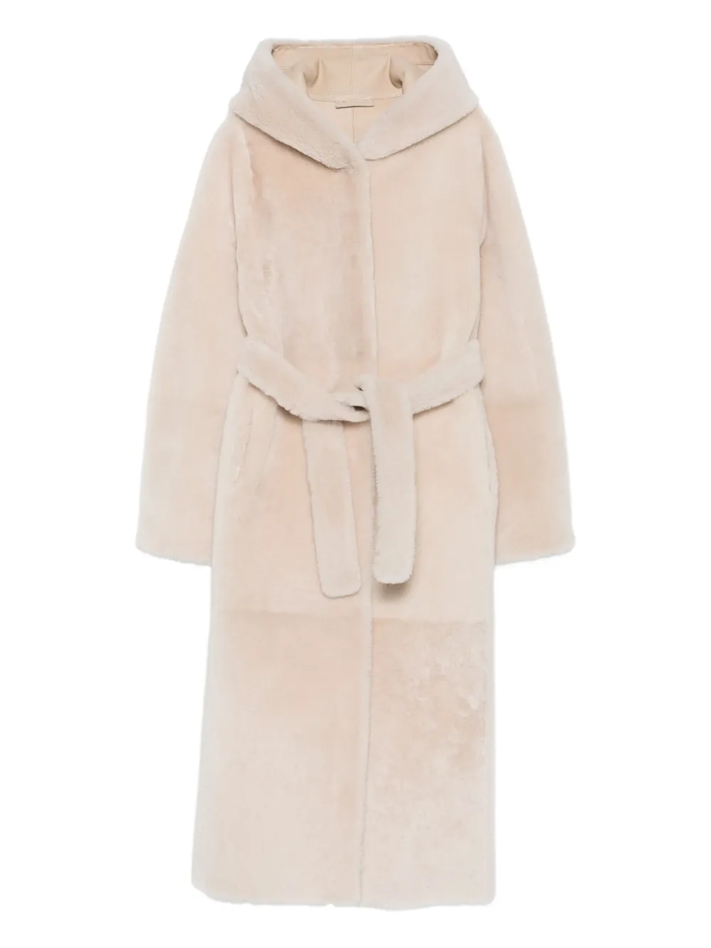 

Пальто с капюшоном и поясом Liska, слоновая кость