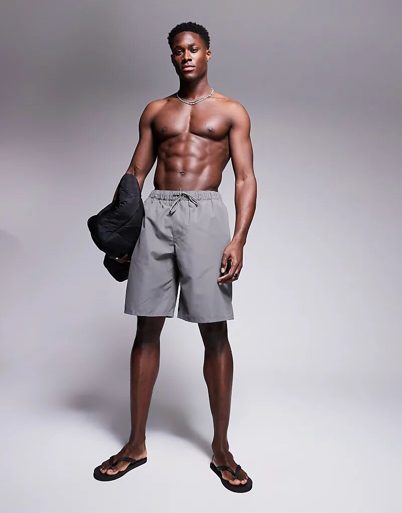 

Длинные шорты для плавания ASOS DESIGN серого цвета