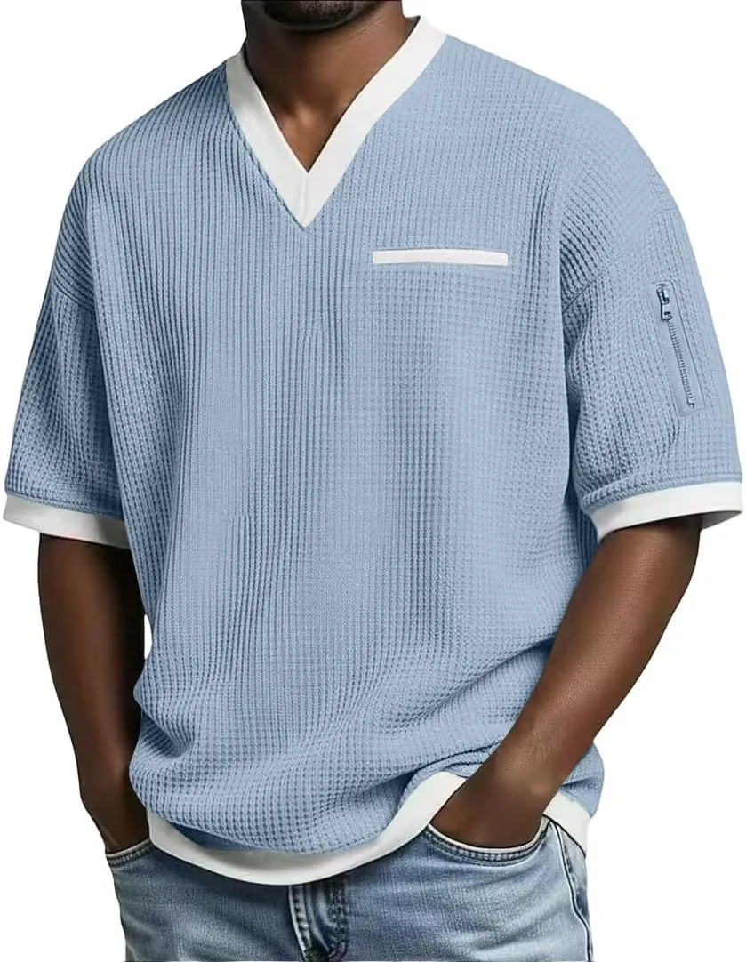 

Футболка поло для мужчин, хенли с коротким рукавом, casual