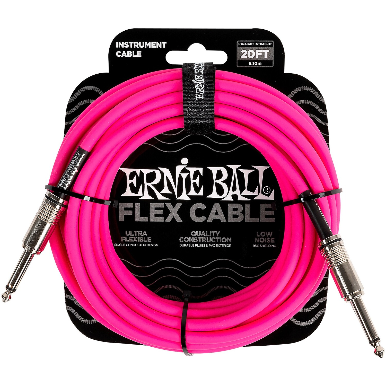 

Ernie Ball FLEX Прямой инструментальный кабель 20 футов, розовый