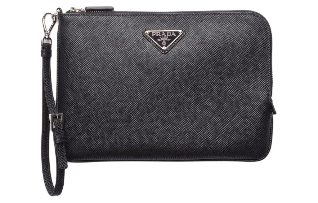 

PRADA Кожаный клатч малый мужской черный