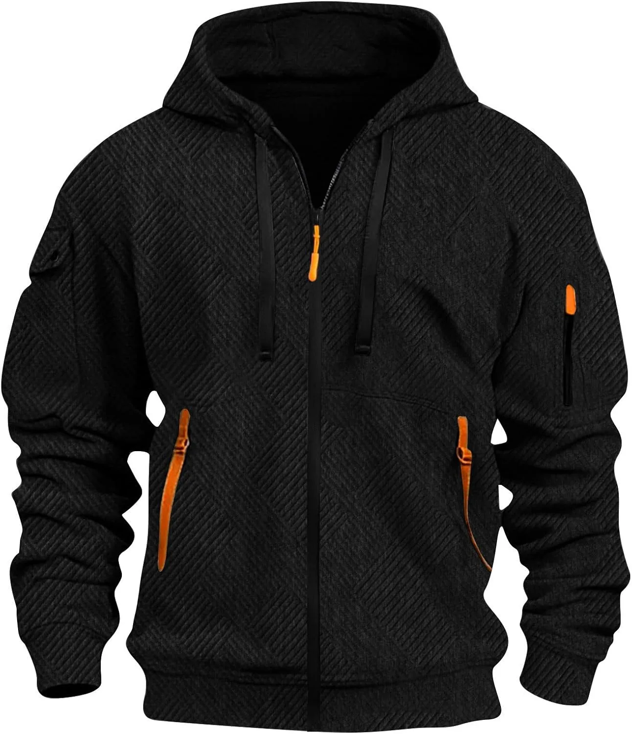 

Мужской кардиган с капюшоном на молнии, джерси, с карманом