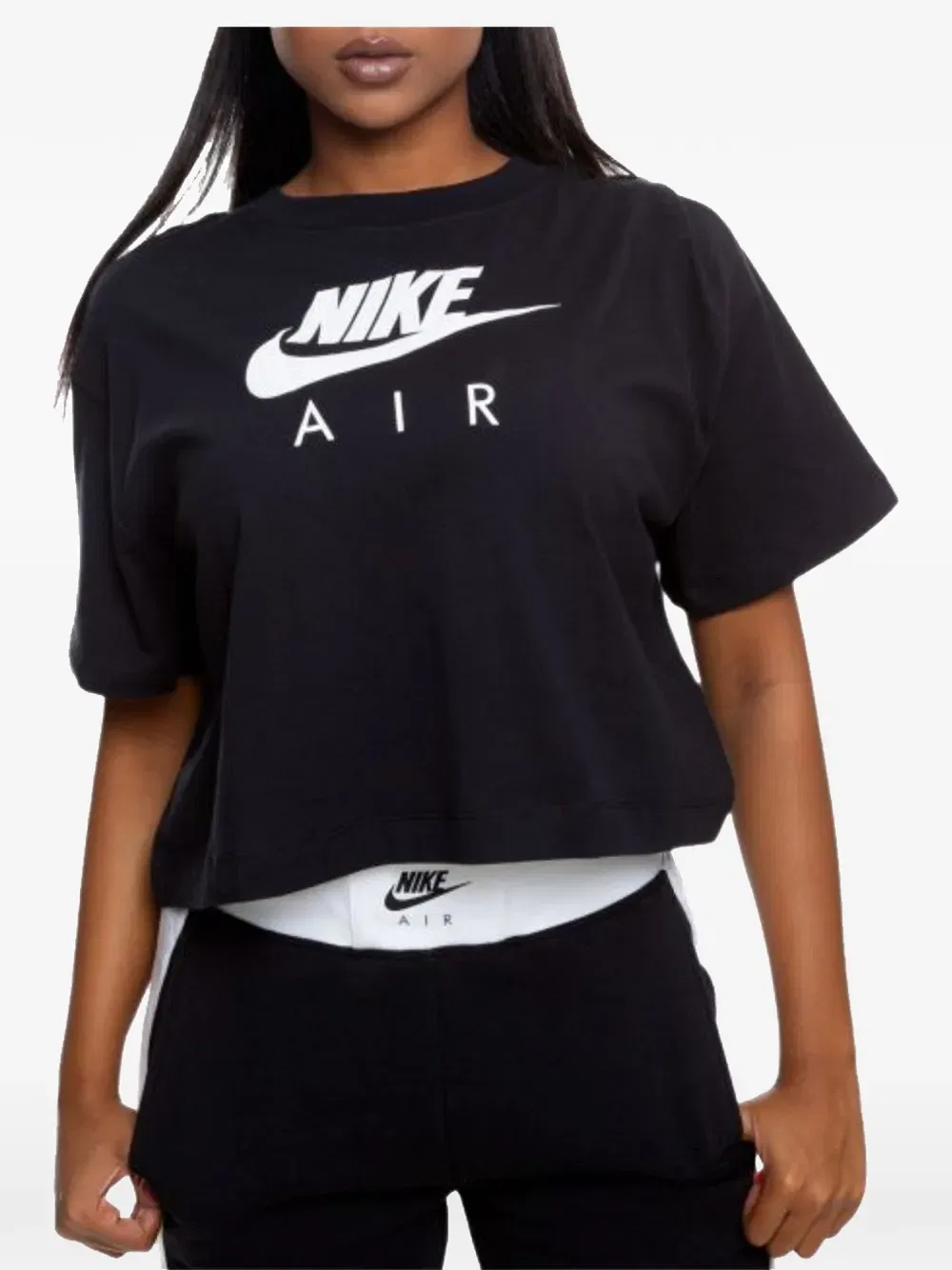 Укороченная футболка с логотипом Nike, черный