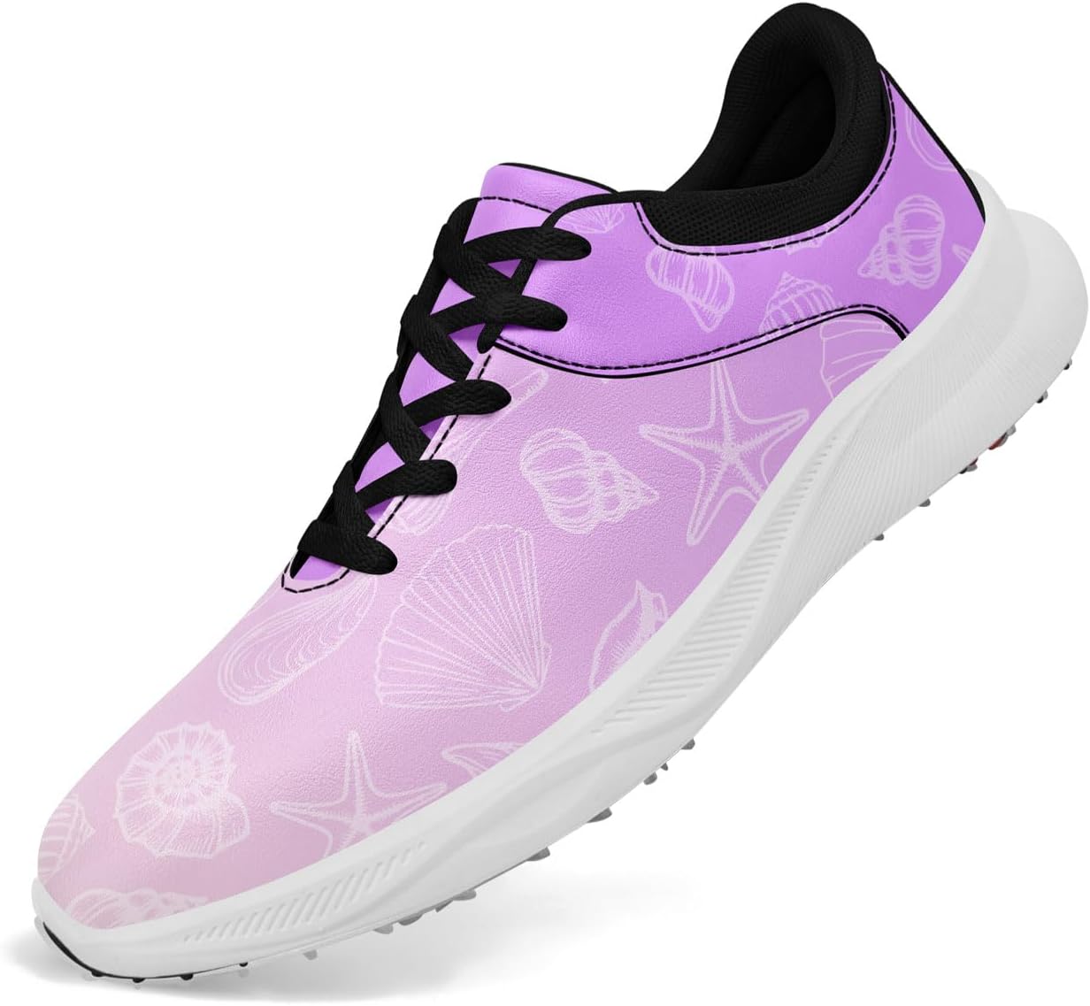 

Водонепроницаемые гольф-туфли без шипов для мужчин и женщин - с гавайским океанским принтом, легкие, дышащие и удобные для гольфа и повседневной носки Awsole, черный