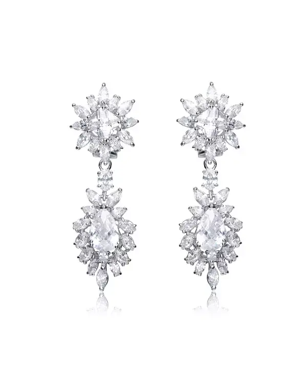 

Серьги-Подвески из стерлингового серебра с двумя камнями кубического циркония Genevive, white