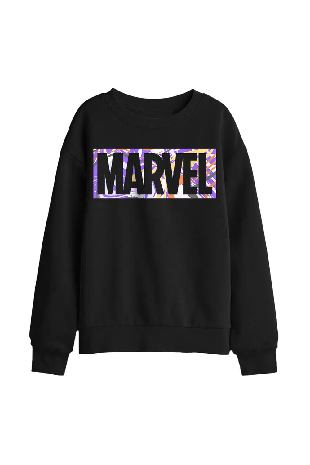 Детский свитшот с принтом Marvel, черный, черный