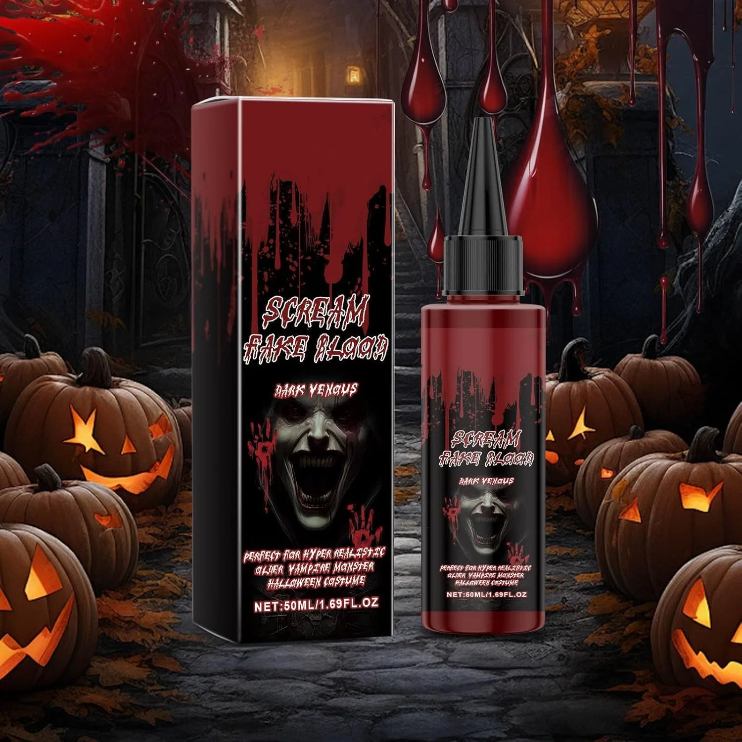 Набор спецэффектов для крови Halloween Fake Blood Coagulating Spray 50ml красный Generic — фото 2