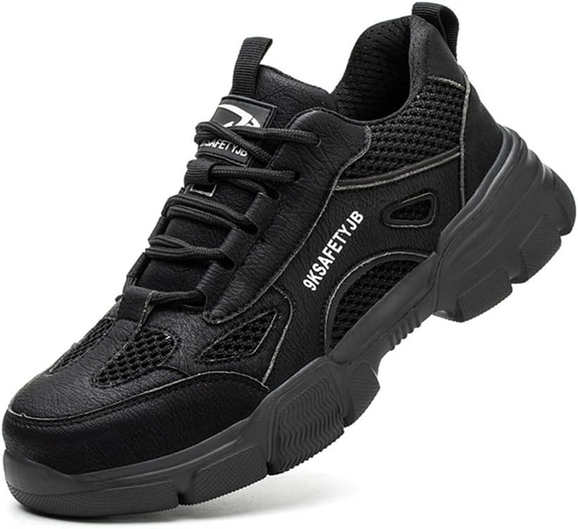 

Ботинки с стальным носком KYOESCAI для мужчин, безопасная обувь, комфортная, дышащая, прочная строительная обувь с противоскользящей подошвой, черный