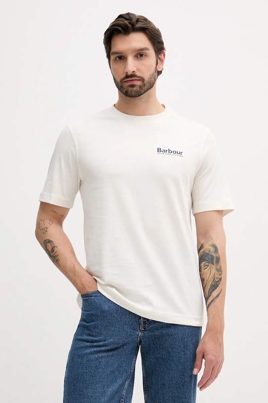 

Хлопковая футболка MOONWELL Barbour, бежевый