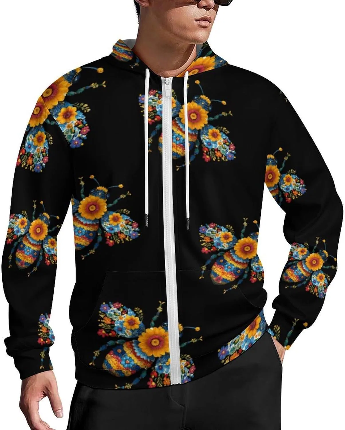 Мужская худи с капюшоном на молнии, Polyester+Spandex, Style