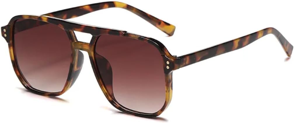 

Солнцезащитные очки с защитой UV400 | Двойные перемычки, градиентный дизайн, панк-стиль, заклепки | Для женщин и мужчин, для занятий спортом на открытом воздухе и вождения DSVIGF, Leopard Tea Gradient