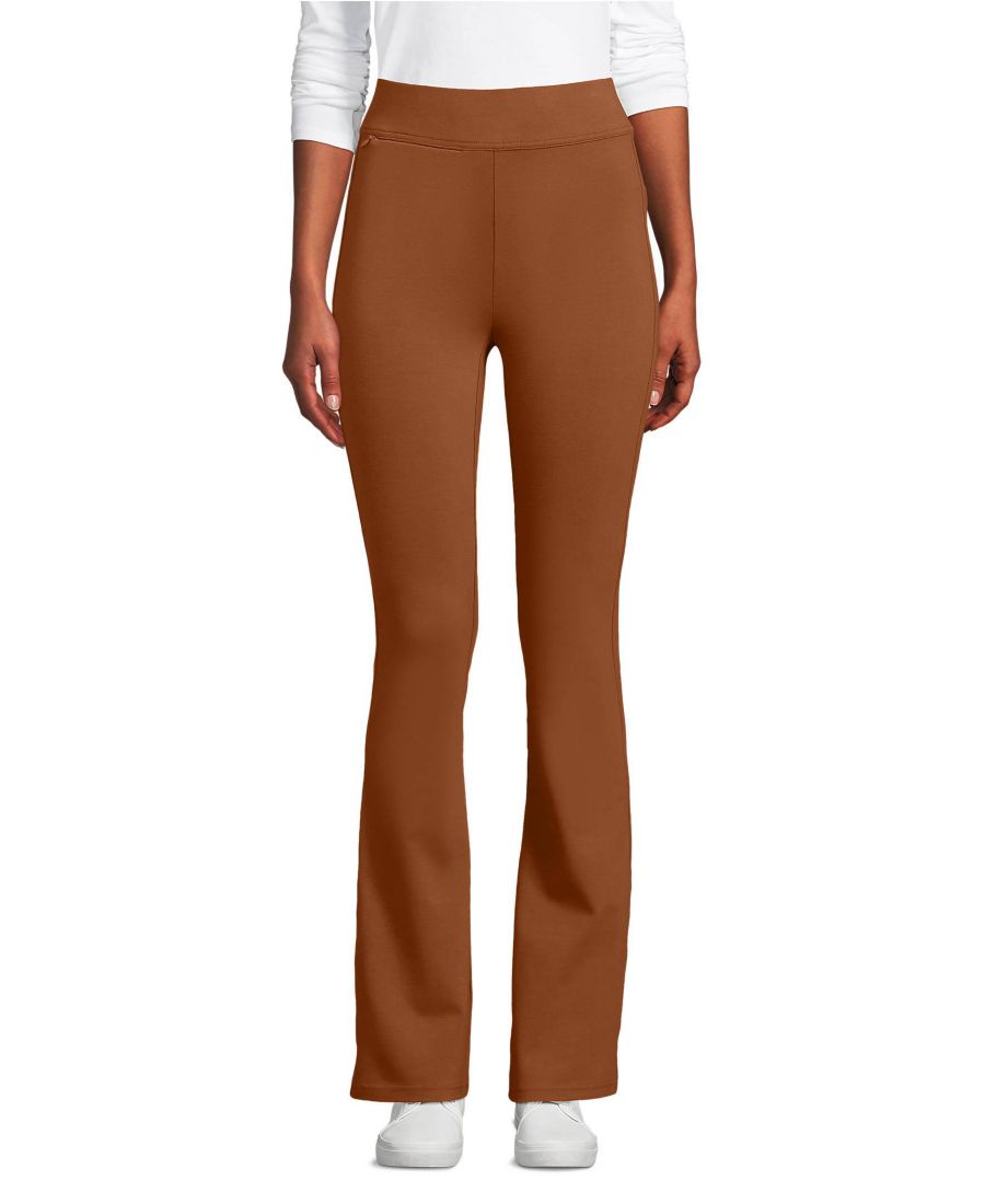 

Женские брюки Starfish с высокой посадкой, расклешенные, с карманами и застежкой на резинке Lands' End, Rich ginger brown