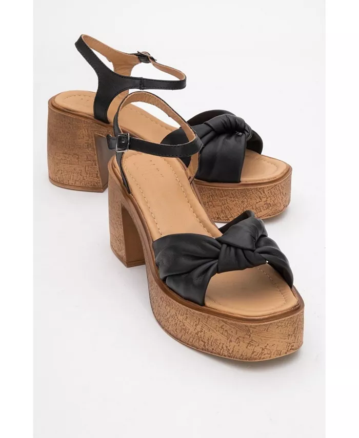 Платформа Tily Wedge Кожаные Сандалии (Женские) Forever & Always Shoes, черный — фото 2