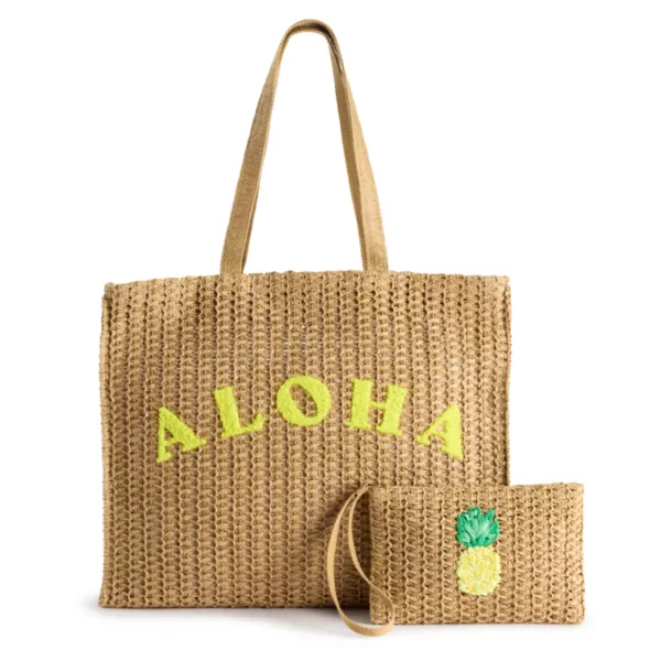 

Соломенная сумка-тоут и наручный ремешок Maya Sonoma Goods For Life, цвет yellow aloha tote