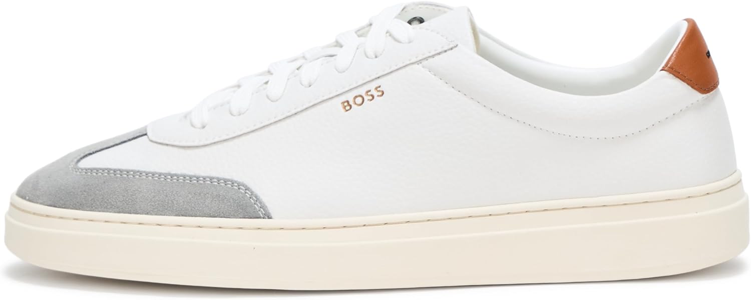 BOSS Мужские кроссовки Kieran из гладкой кожи, White Marshmallow — фото 2