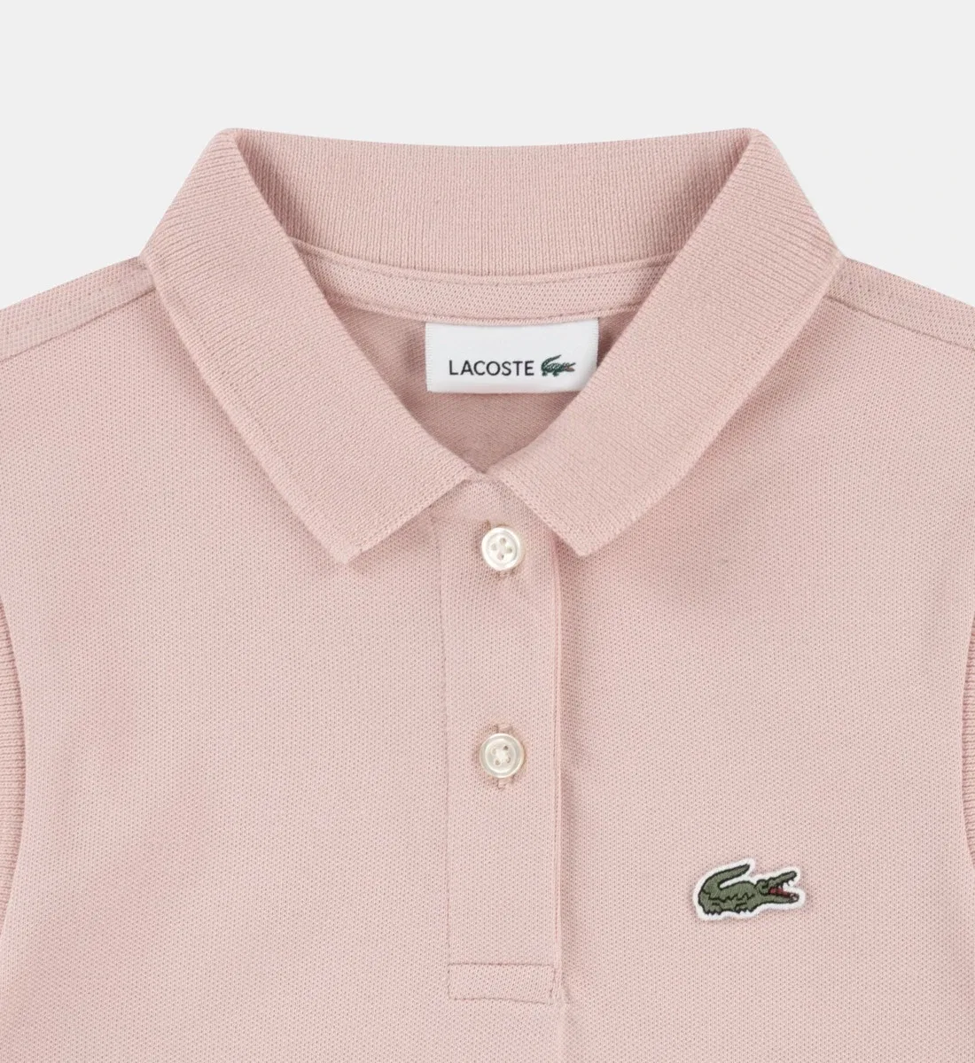 Фирменное струящееся поло-платье без рукавов из смесового хлопка Lacoste, розовый — фото 3