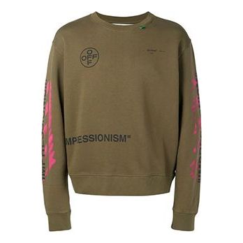 

Толстовка ss19 logo arrows sketch mens logo round neck sweater Off-White, зеленый