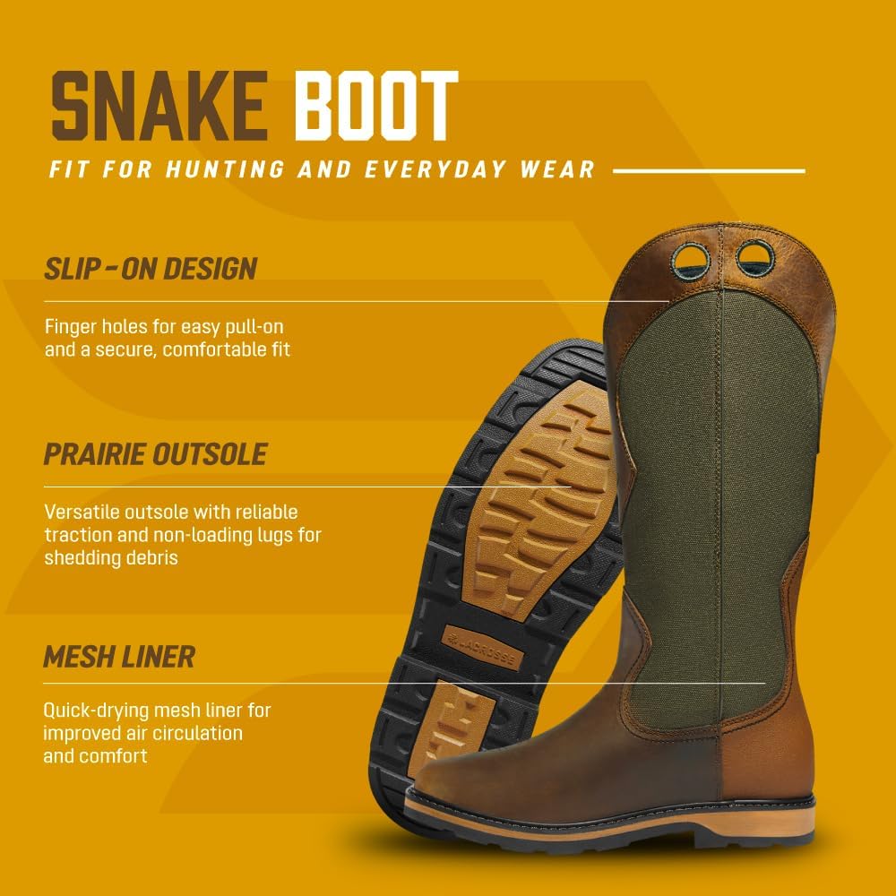 Мужские сапоги LaCrosse Snake Country 17 - с легким процессом надевания, без утепления, подошва Prairie для сцепления, 12 Olive — фото 3
