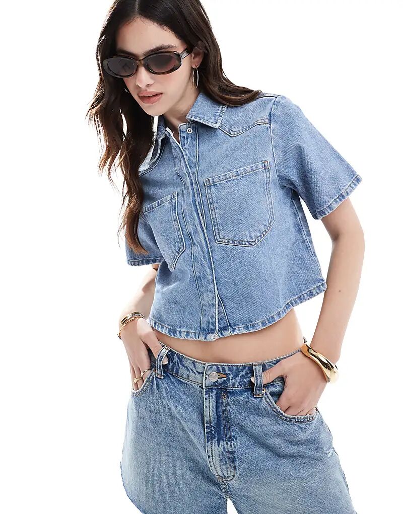 

Укороченная джинсовая рубашка ASOS DESIGN светлого оттенка