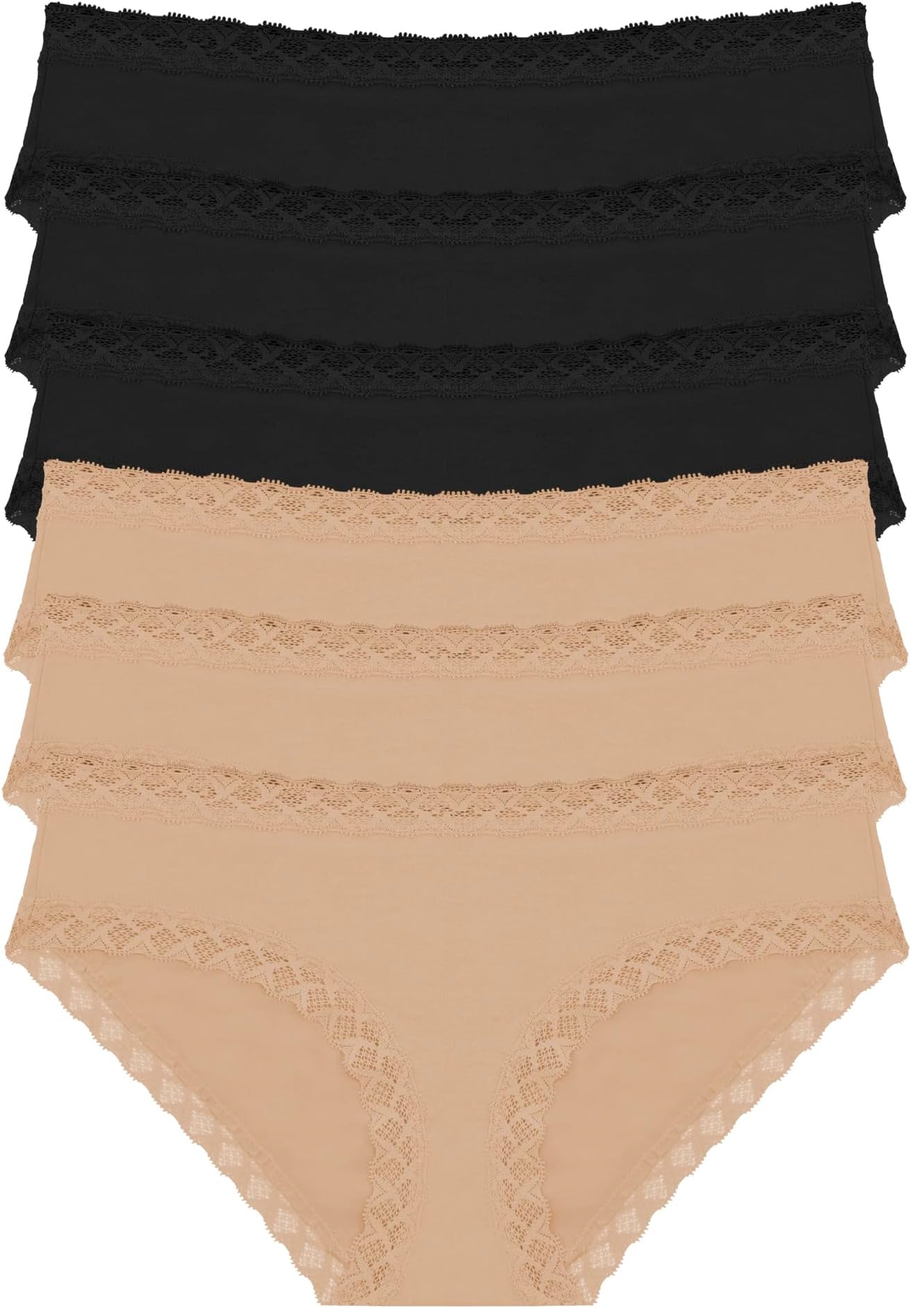 

Трусы Natori Bliss Girl Brief 6-Pack, цвет Black/Black/Black/Cafe/Cafe/Cafe