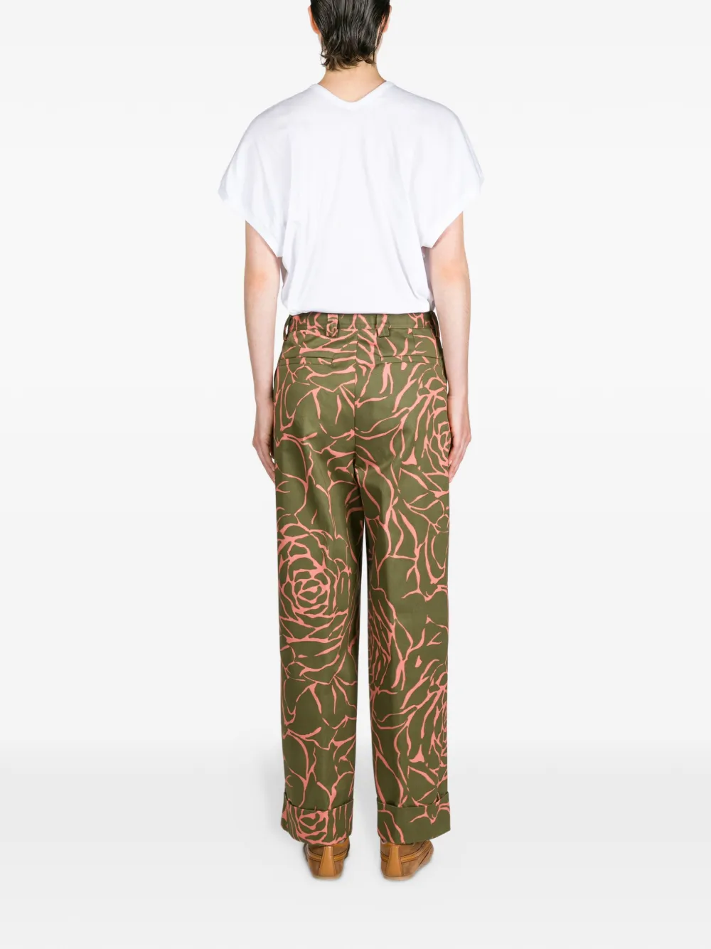 Брюки с цветочным принтом и манжетами DRIES VAN NOTEN, зеленый — фото 4