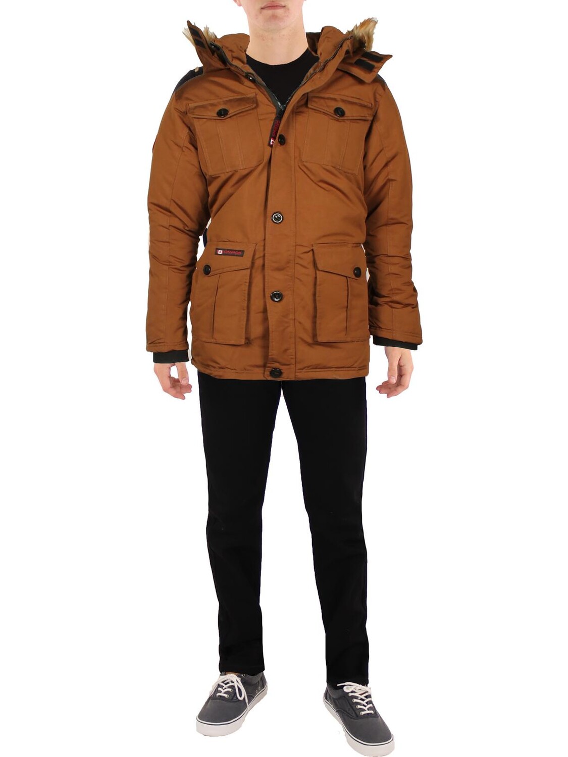 

Мужская парка из тяжелого искусственного меха Canada Weather Gear, коричневый