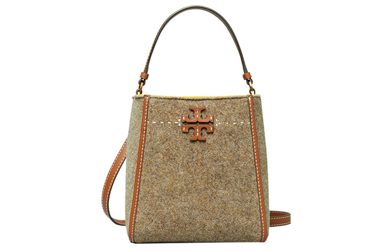 

Сумка-ведро McGraw Felt With Tweed, сумка через плечо, маленькая кроссбоди для женщин taupe TORY BURCH