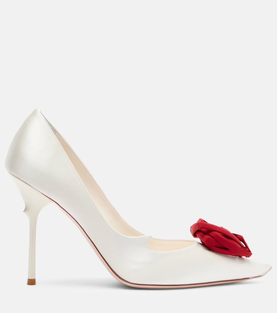 Туфли-лодочки Epine Rose 100 из цветочного сатина Roger Vivier, Panna+Ciliegia — фото 4