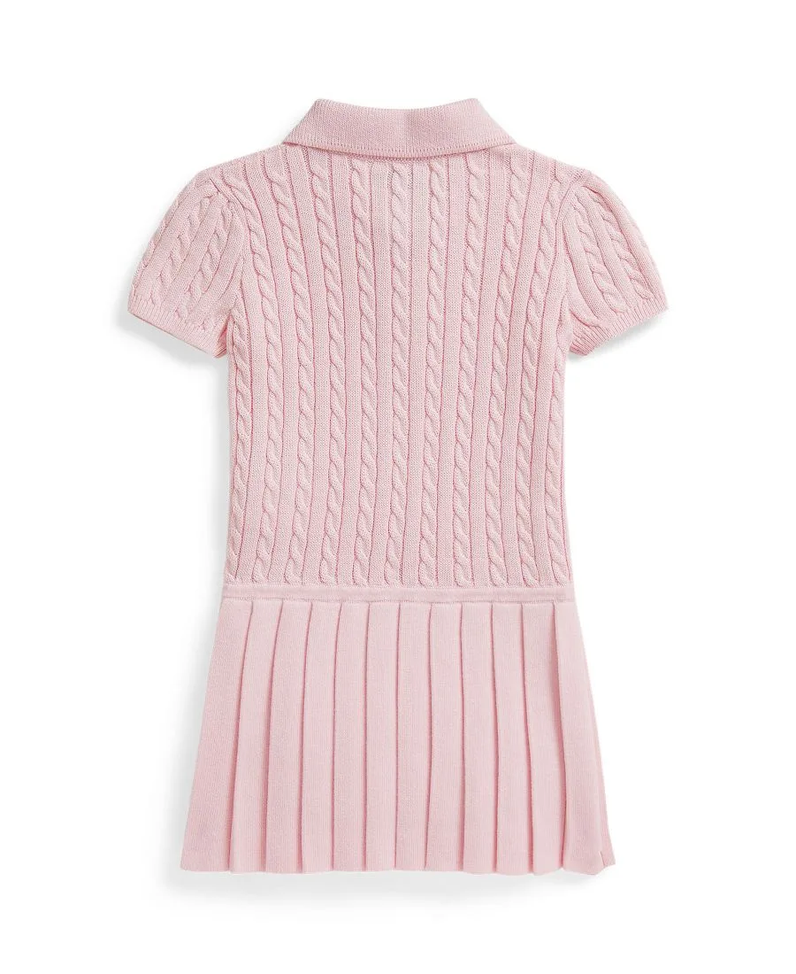 Мини-платье-поло с косами для девочек Polo Ralph Lauren, hint of розовый — фото 2