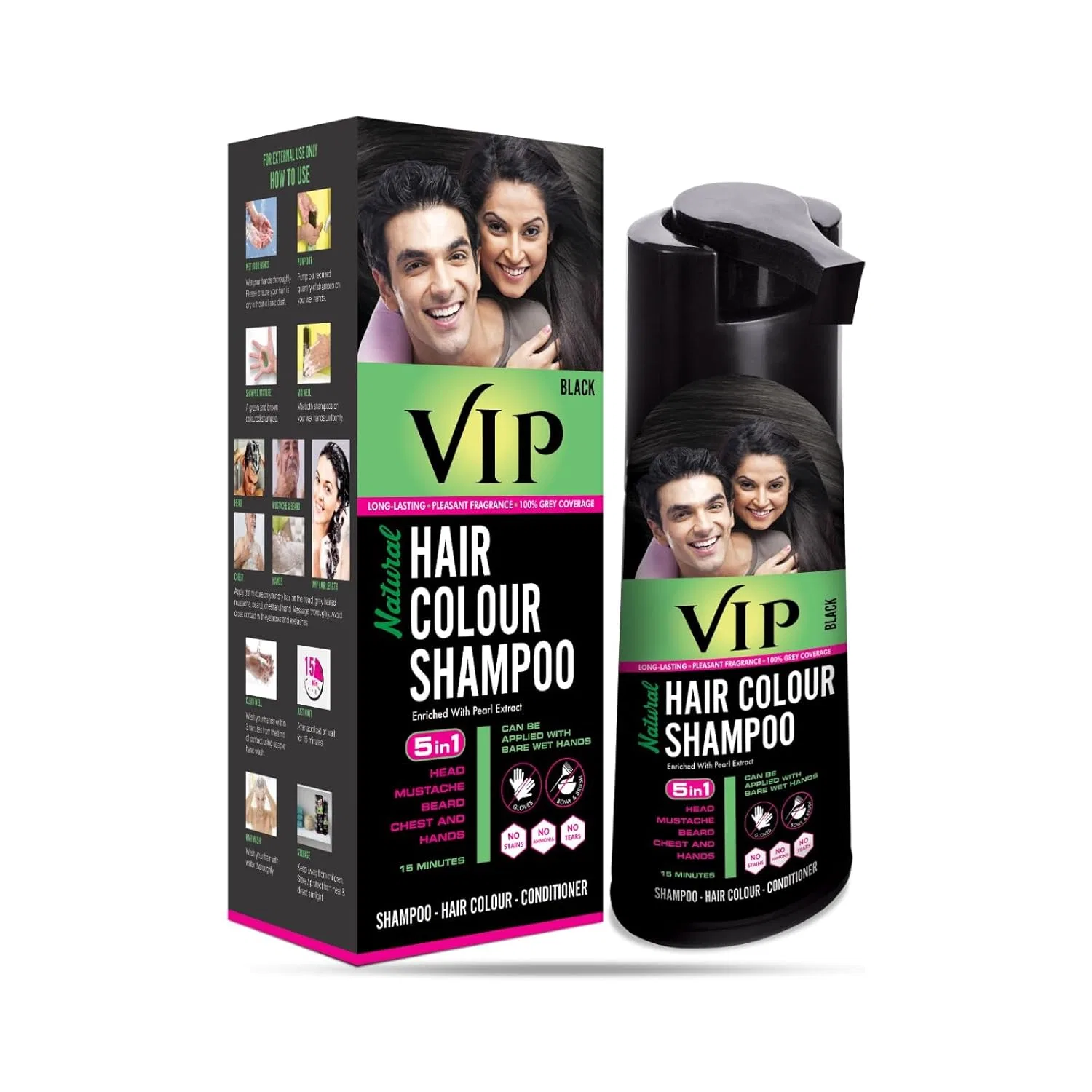 Шампунь-краска для волос «5 in 1 Hair Colour Shampoo Base» от VIP Hair Colour Shampoo