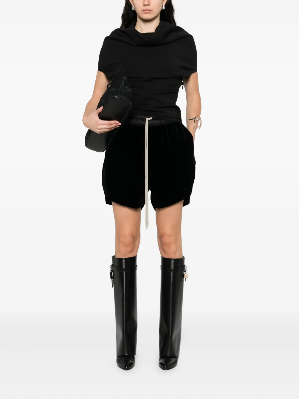 Шорты с прямым подолом и завязками Rick Owens, черный — фото 2