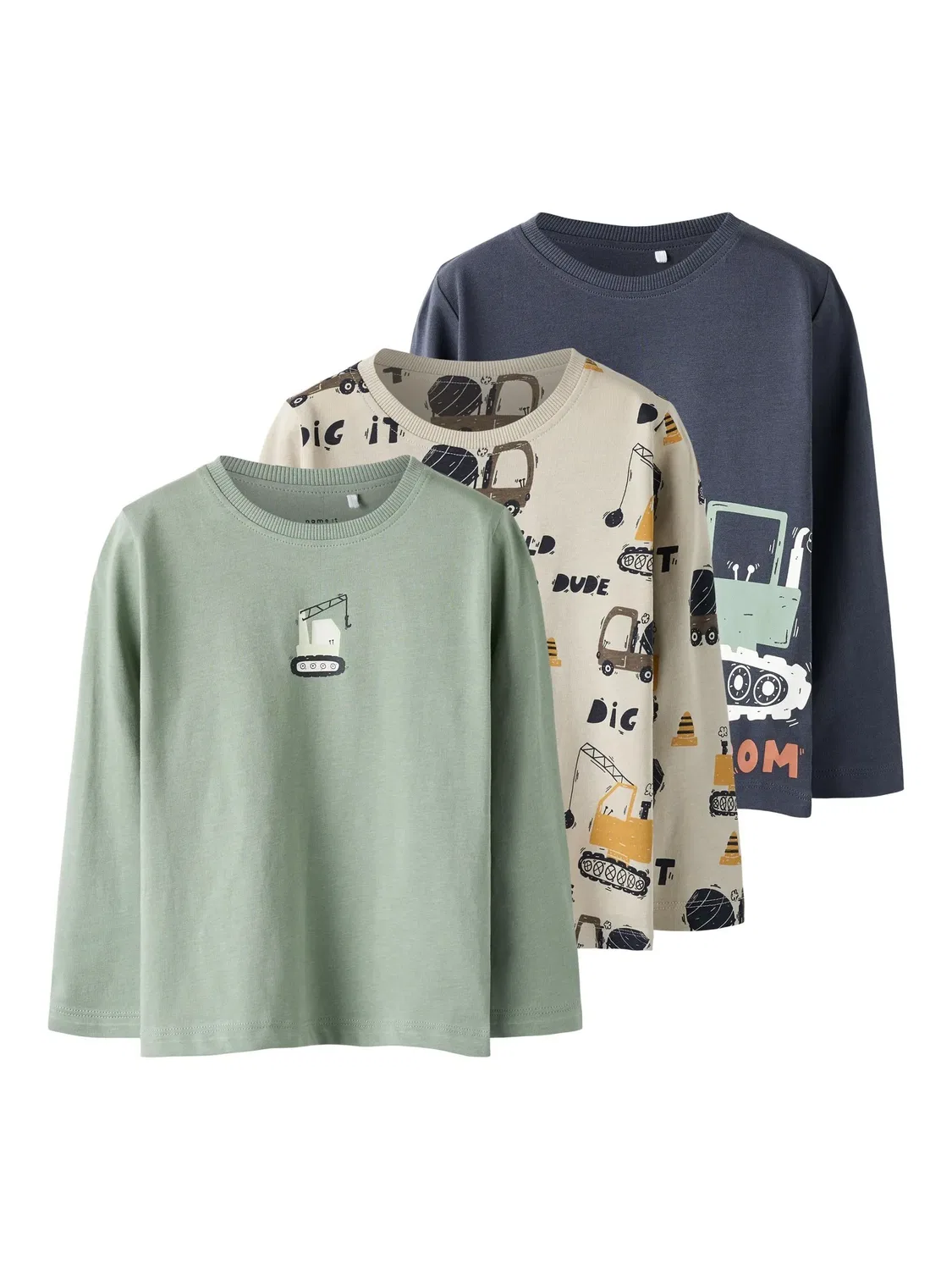 Топ с длинным рукавом, 3er-Pack, Name it, green bay