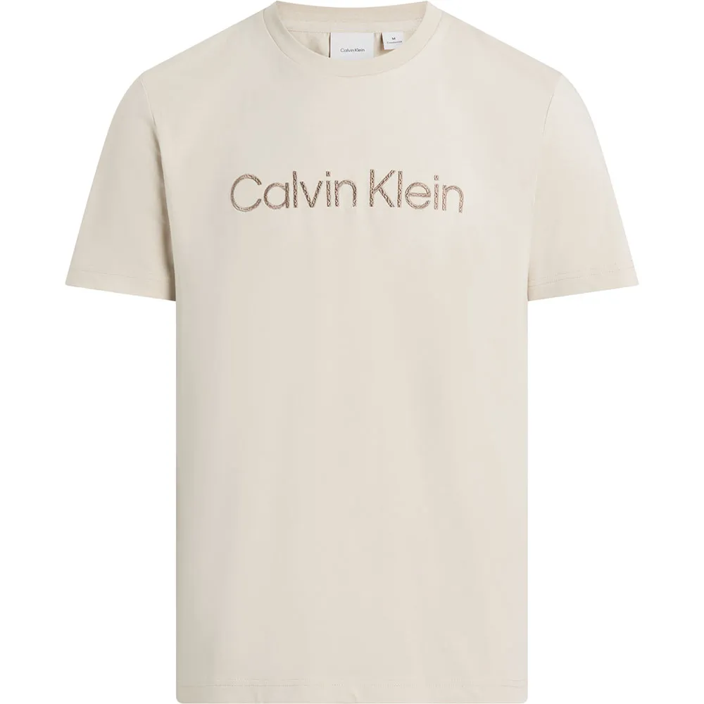 

Футболка с коротким рукавом Calvin Klein Textured Embroidery Logo, бежевый
